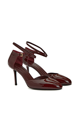 Bordo Kadın Rugan Deri Topuklu Ayakkabı