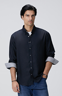 Koyu Lacivert Çıtçıtlı Gömlek