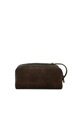 Kahverengi Erkek Süet Kozmetik Çantası