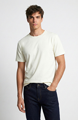 Kırıkbeyaz Bisiklet Yaka Kısa Kol Rayon Kazak