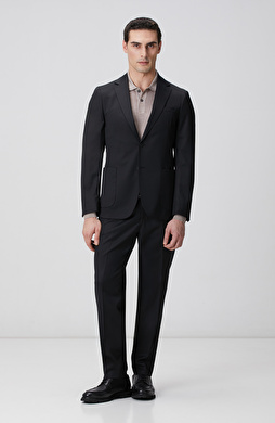 Siyah Mono Yaka Yün Mix Takım Elbise