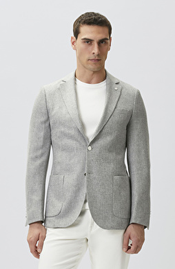 Gri Metal Düğme Detaylı Blazer Ceket