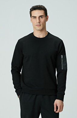 Siyah Fermuar Detaylı Sweatshirt