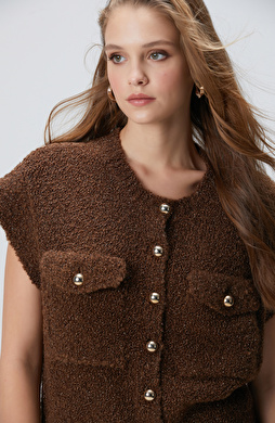 Tarçın Yumuşak Dokulu Triko Yelek Tarçın Yumuşak Dokulu Triko Yelek