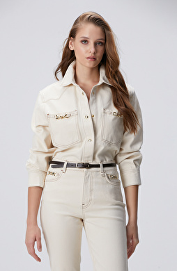 Naturel Aksesuarlı Denim Gömlek Naturel Aksesuarlı Denim Gömlek