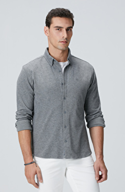 Gri Flanel Görünümlü Örme Gömlek Gri Flanel Görünümlü Örme Gömlek