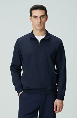 Lacivert Fermuarlı Sweatshirt