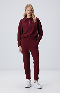 Bordo Paçası Pile Detaylı Eşofman Bordo Paçası Pile Detaylı Eşofman