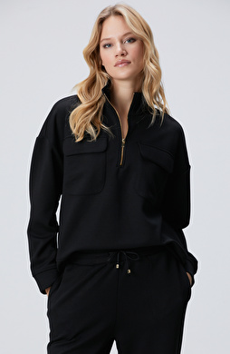 Siyah Fermuarlı Sweatshirt Siyah Fermuarlı Sweatshirt