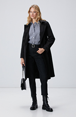 Siyah Mom Fit Denim Pantolon