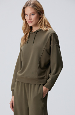 Haki Kapüşonlu Sweatshirt Haki Kapüşonlu Sweatshirt