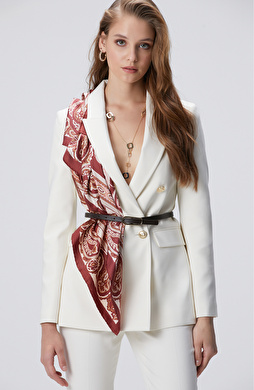 Kırık Beyaz Kruvaze Ceket