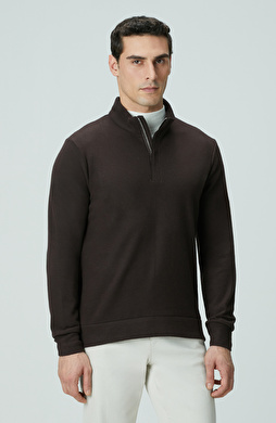 Acı Kahve Süet Garni Detaylı Sweatshirt