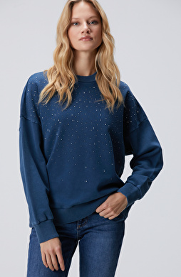 İndigo Taşlı Sweatshirt İndigo Taşlı Sweatshirt