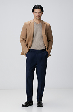 Lacivert Keten Karışımlı Pantolon