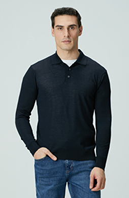 Limited Lacivert Yün Karışımlı Triko Kazak