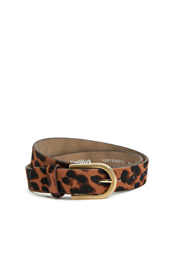 Leopar Desenli Kadın Deri Kemer
