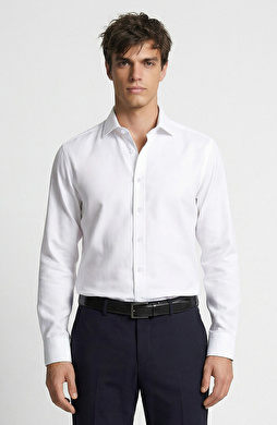 Non-Iron White Jacquard Shirt