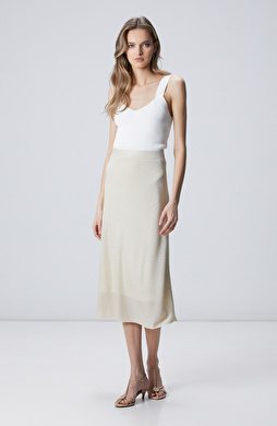 Bej Taş Detaylı Triko Etek