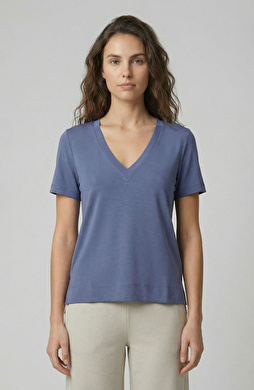 İndigo Basic V Yaka Tshirt