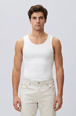 White Ribbed Tank Top