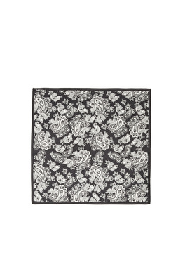 Siyah Şal Desen İpek Mendil