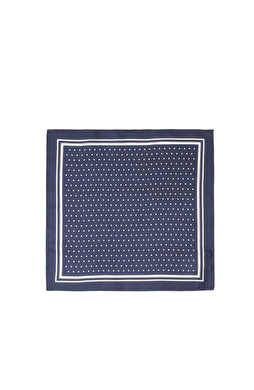 Lacivert Desenli İpek Mendil