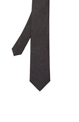 Siyah Şal Desenli İpek Kravat