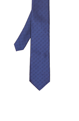Lacivert Desenli İpek Kravat