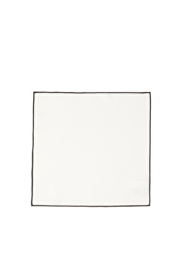 Beyaz Siyah Bordürlü İpek Mendil