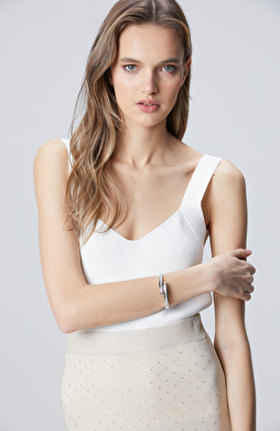 Silver Taşlı Kadın Metal Bilezik