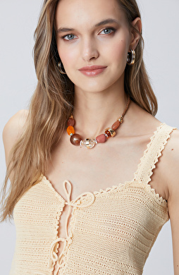 Renkli Boncuk Detaylı Kadın Kolye