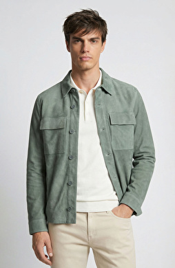 Limited Yeşil Yıkamalı Süet Deri Mont