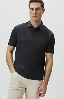 Non-Iron Polo Yaka Siyah T-shirt