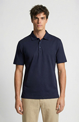 Lacivert Polo Yaka Non Iron T-shirt