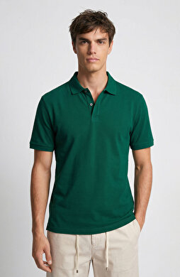 Yeşil Polo Yaka Pike T-shirt