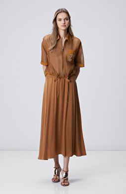 Camel Maksi Cupro Etek