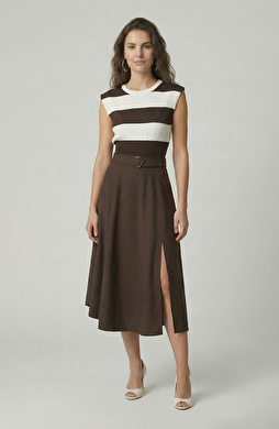 Acı Kahve Yırtmaçlı Etek