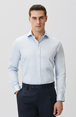 Light Blue Plain Cotton Satin Shirt