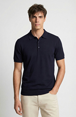 Lacivert Polo Yaka Kazak