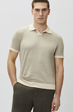 Vizon Apaş Yaka Kontrast Renk Detaylı Kazak