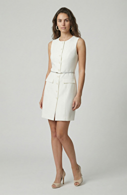 Kırık Beyaz Mini Elbise