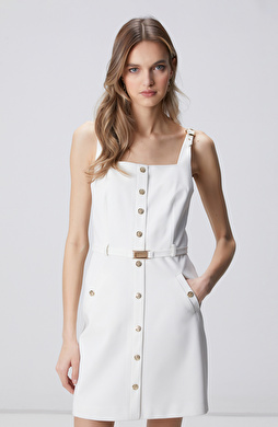 Kırık Beyaz Mini Elbise