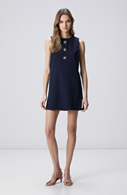 Navy Blue Gold Accessory Mini Dress