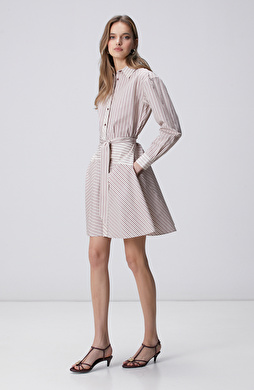 N-Green Cherry Stripe Patterned Mini Dress