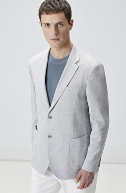 Gri Yün Karışımlı Ceket