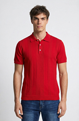 Kırmızı Desenli Triko Kazak