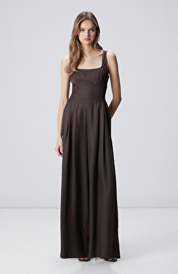 Brown Low-cut Jumpsuit