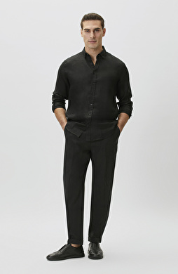 Siyah Keten Jogger Pantolon