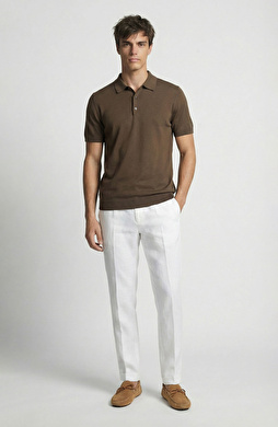 Beyaz Keten Jogger Pantolon